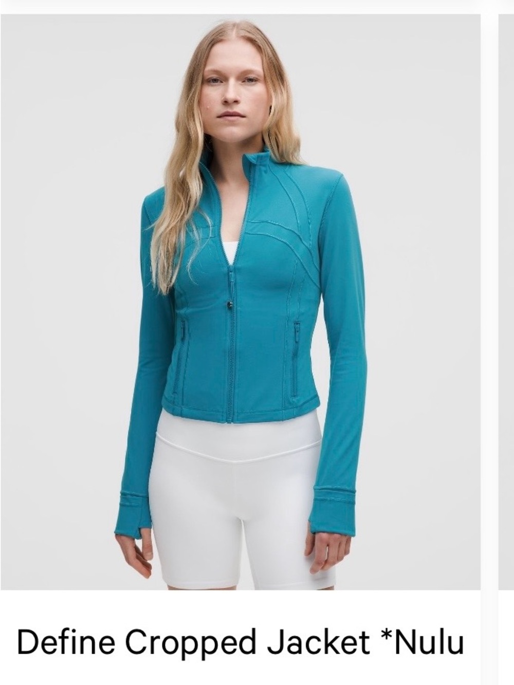 lululemon athletica Define Cropped Jacket in Teal Blue